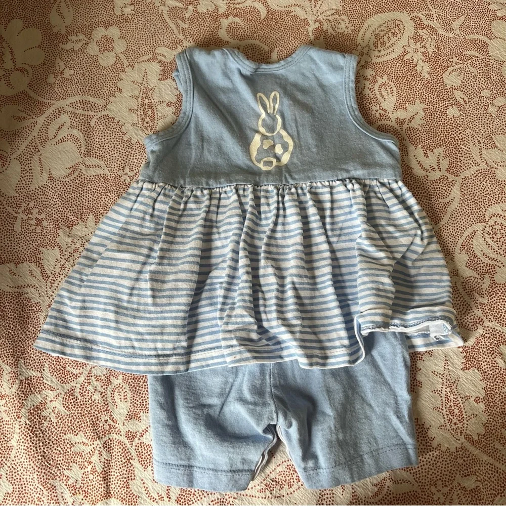Vintage Sweet Potatoes Easter Bunny Outfit Striped Blue Size 6-12 months